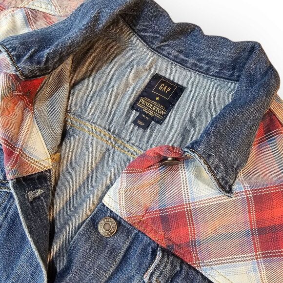 Gap Pendleton Denim Plaid Jean Jacket XLarge - Picture 5 of 13